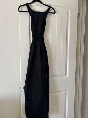 XiRENA Black Open back halter Maxi Dress with Smocked Waist